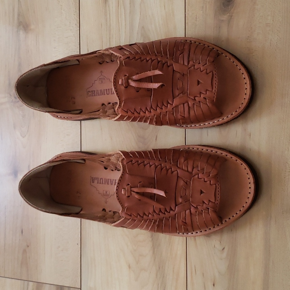 Chamula Classic Uxmal Hurache Leather Sandals Size 7 Open Toe